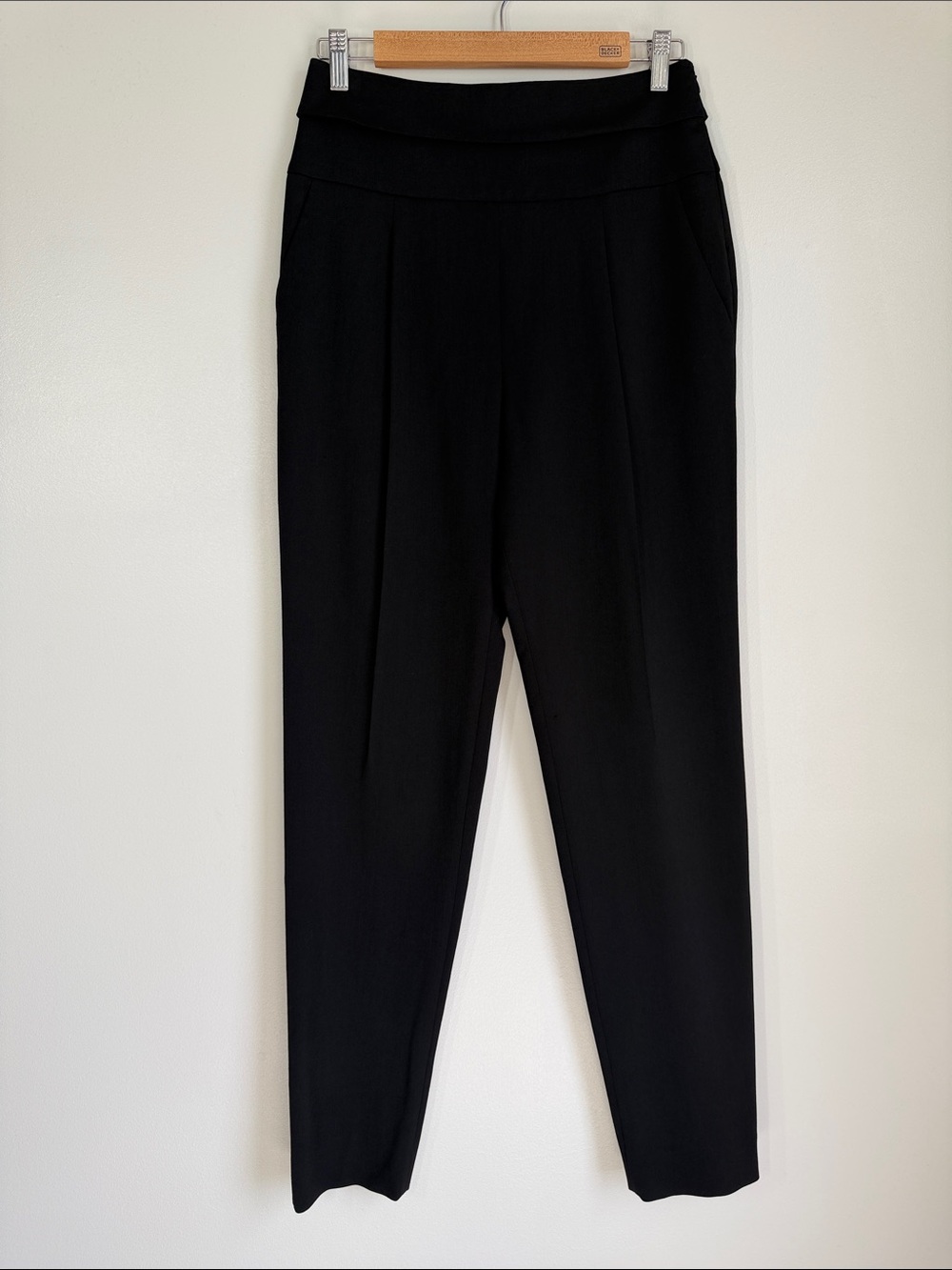Emporio Armani Wool Blend Tapered Pants in Black – IT 42